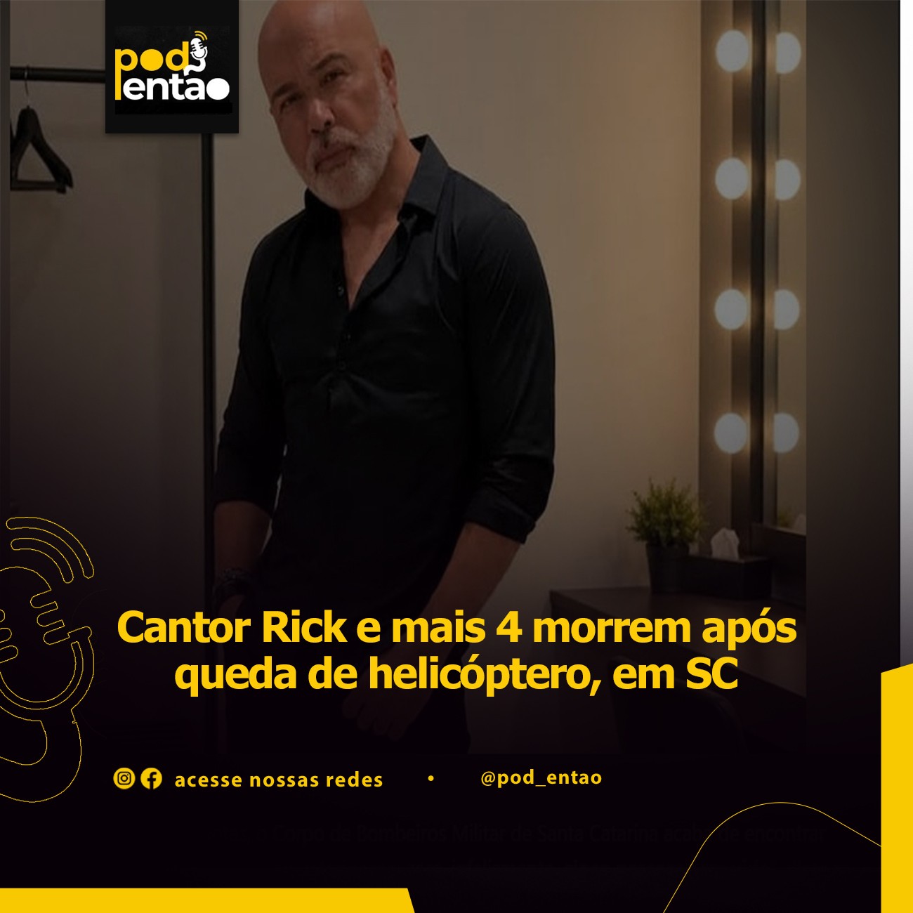 Cantor Rick e mais 4 morrem após queda de helicóptero, em SC